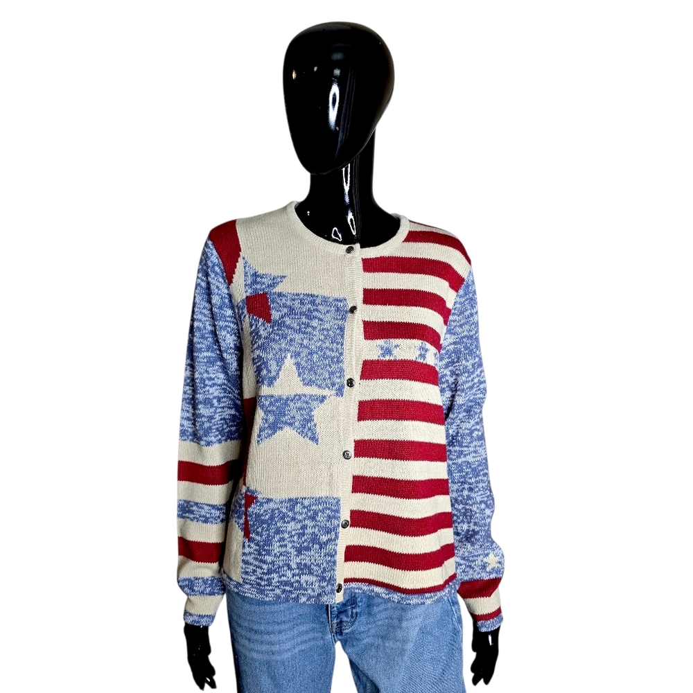 220 Hickory Blair USA Flag Cardigan Sweater | Size Medium